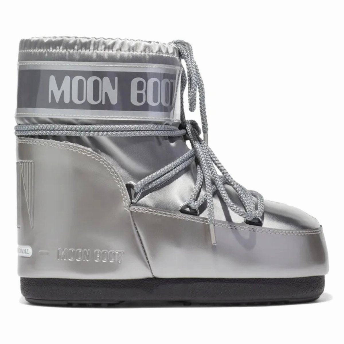 Moon Boot Women's Icon Low Glance Silver Satin Date Ready Long Last