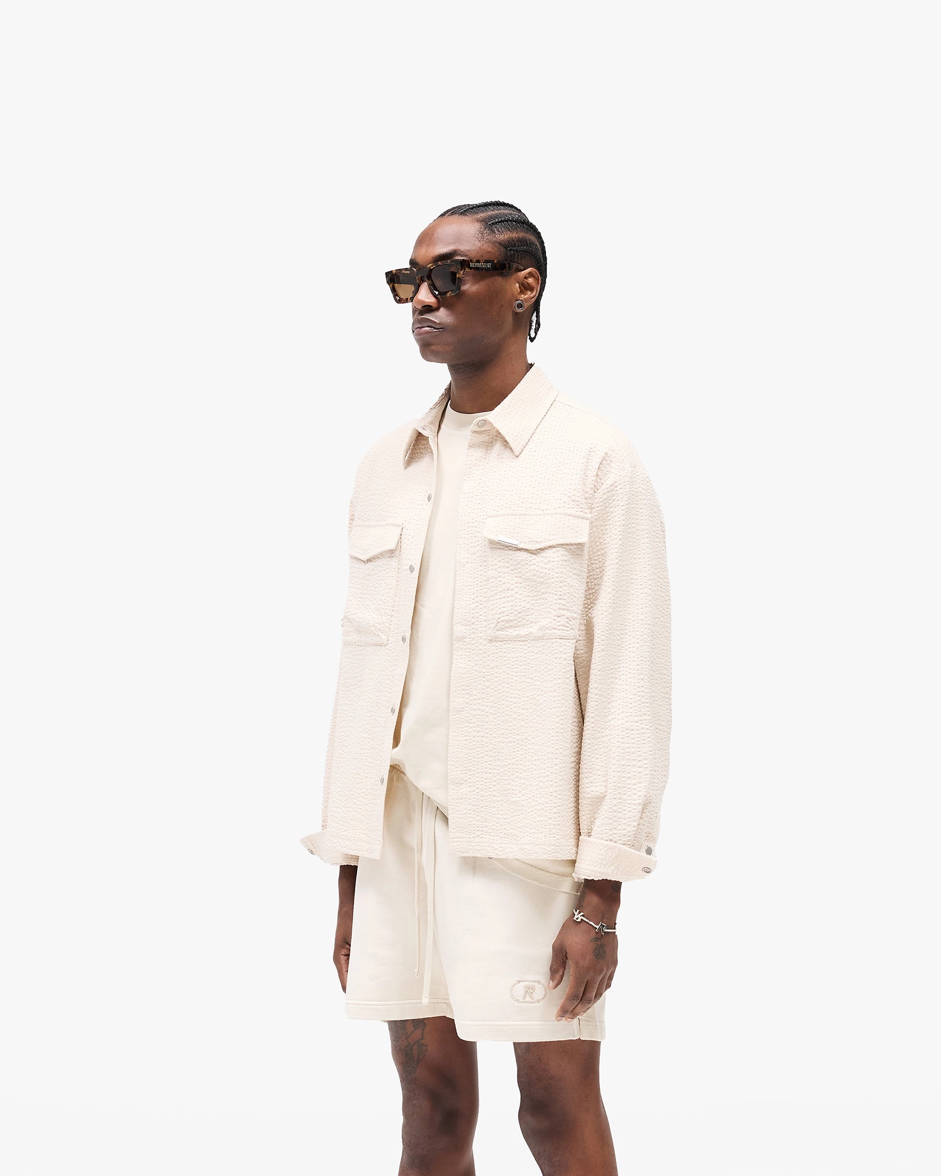 Textured Long Sleeve Shirt - Champagne Metallic Finish