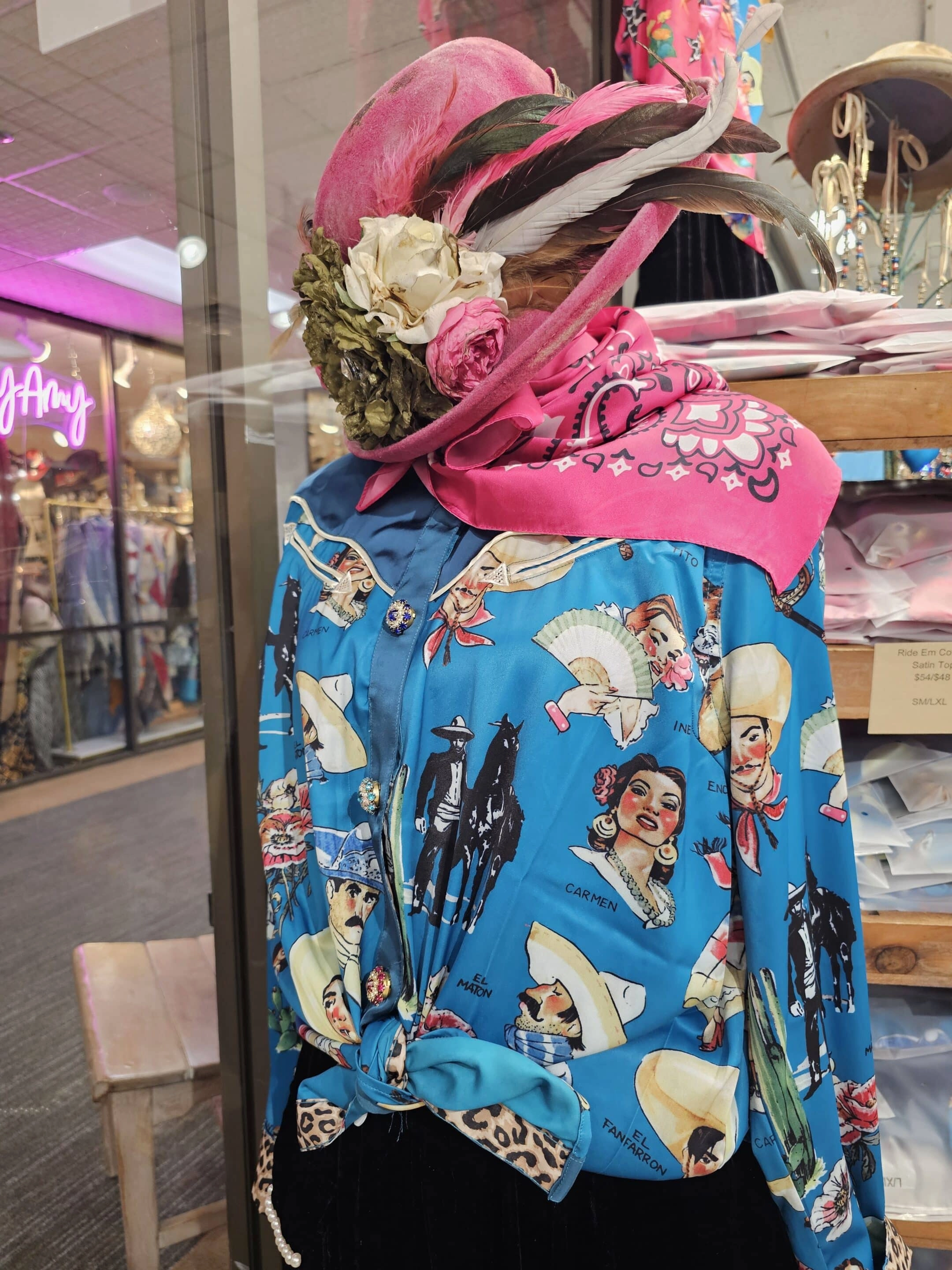 El Chicote Satin Western Blouse Vintage Hoodie