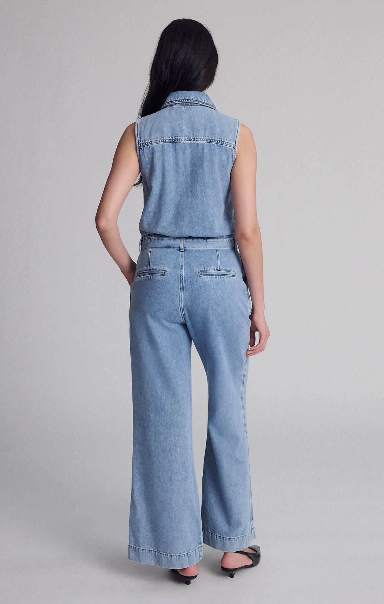 Neutral Lightweight Holiday Vibes Date Night Lightweight ELARA JUMPSUIT IN LIGHT WELL BLUE