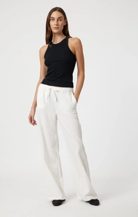 Quick Release Closure WOVEN LINEN PANTS IN WHITE