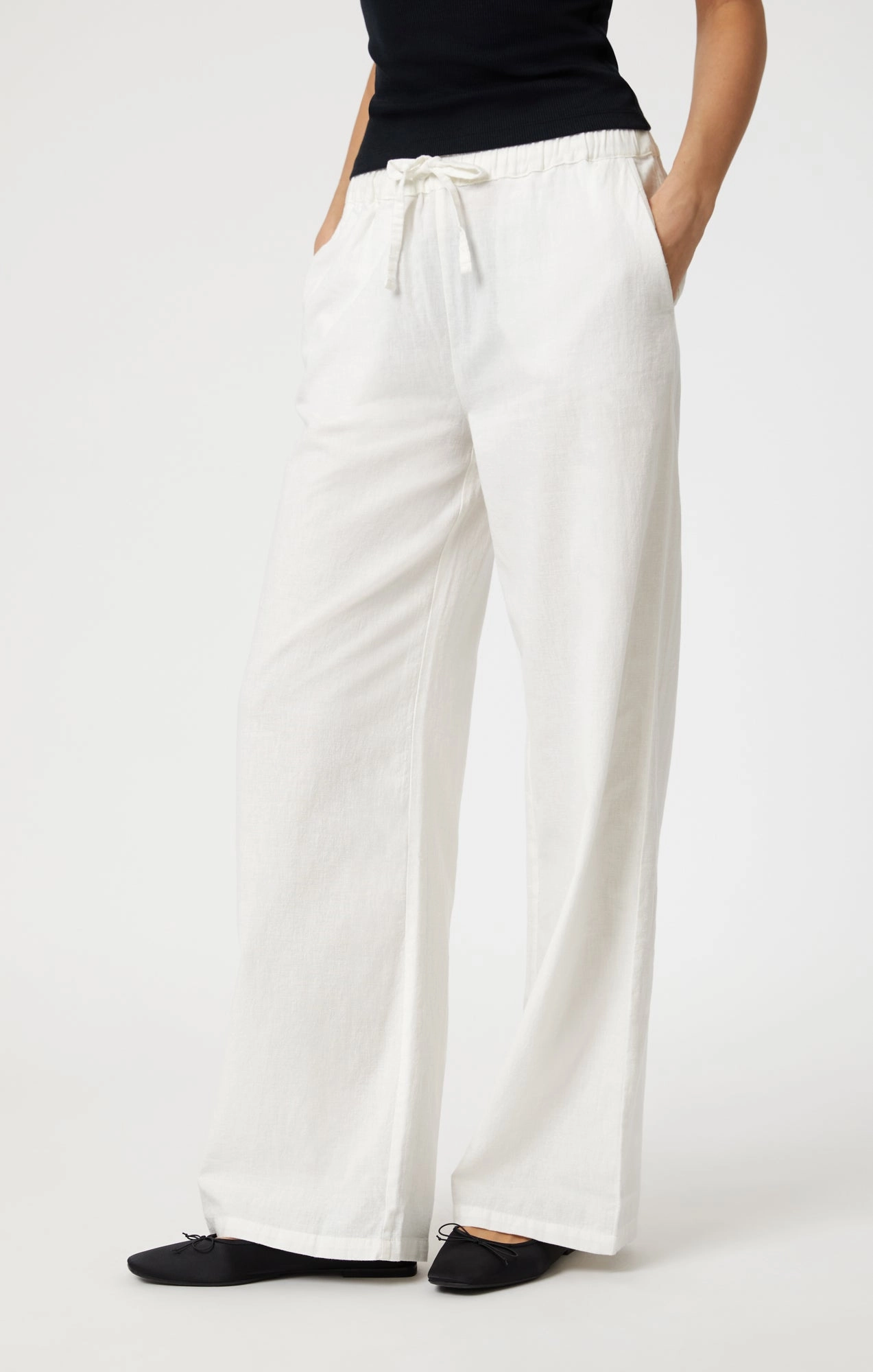 WOVEN LINEN PANTS IN WHITE Abrasion Resistant Fabric