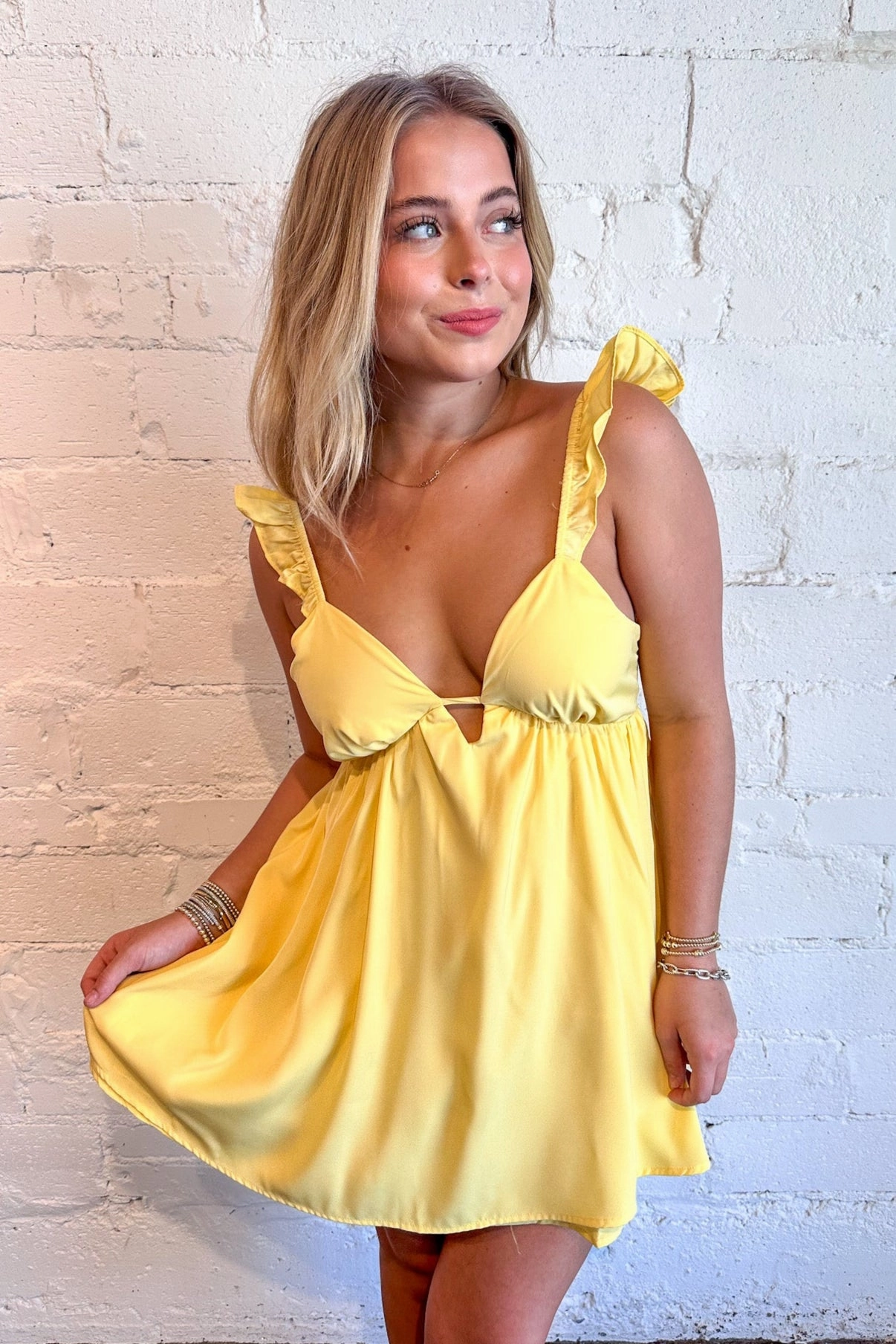 Sunflower Fields Baby Doll Dress Clean Mood Beadwork