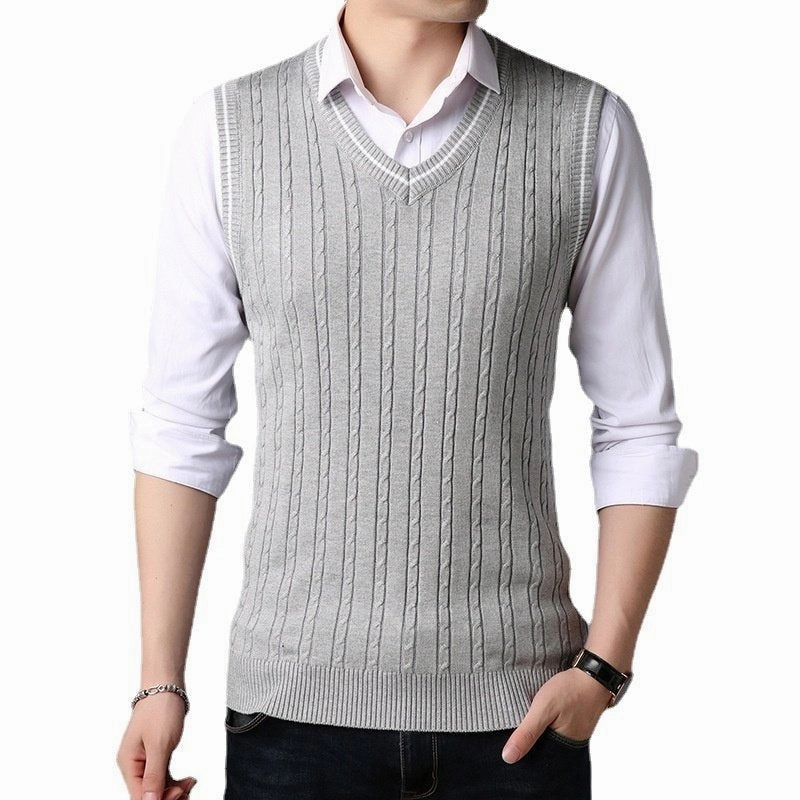 West Louis? Casual Knitted V-Neck Elegant Sweater Vest Fashion Ease