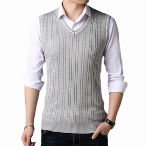 QuickFabric Recovery Stretchable Cuffs West Louis? Casual Knitted V-Neck Elegant Sweater Vest