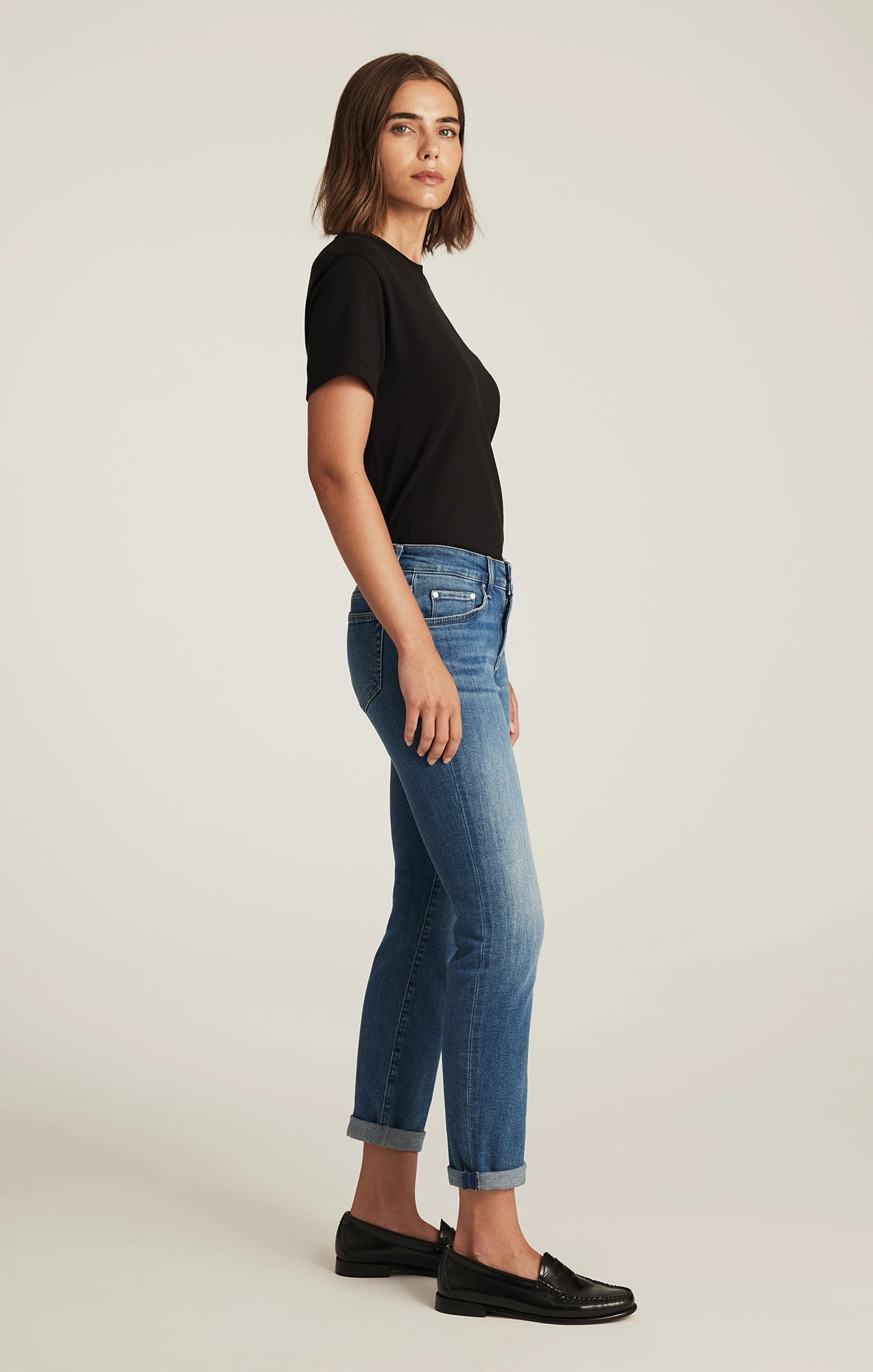 Chic Style EMMA SLIM BOYFRIEND IN USED BRUSHED TRIBECA