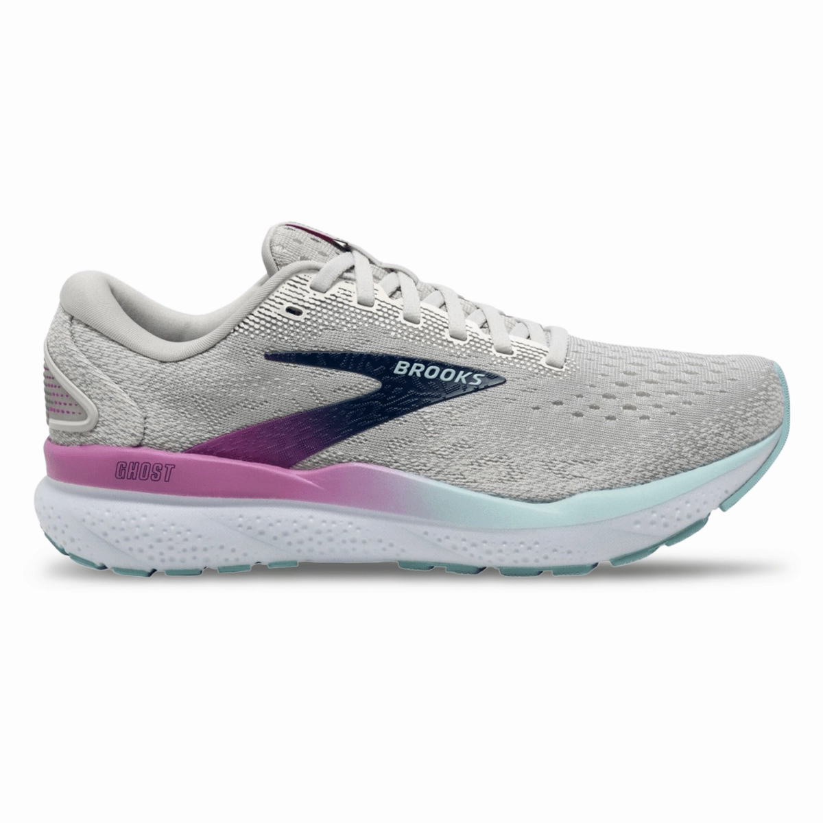 Brooks Women's Ghost 16 White/Grey/Estate Blue Air Mesh