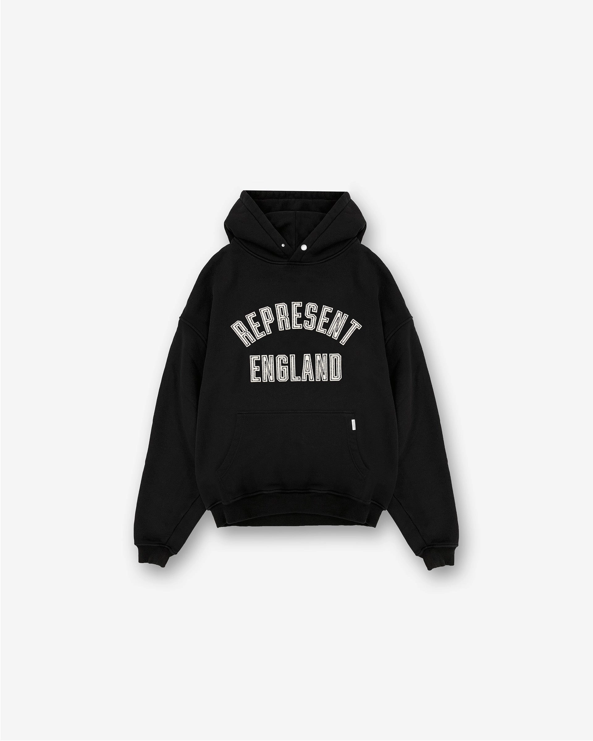 Classic Street England Applique Hoodie - Jet Black