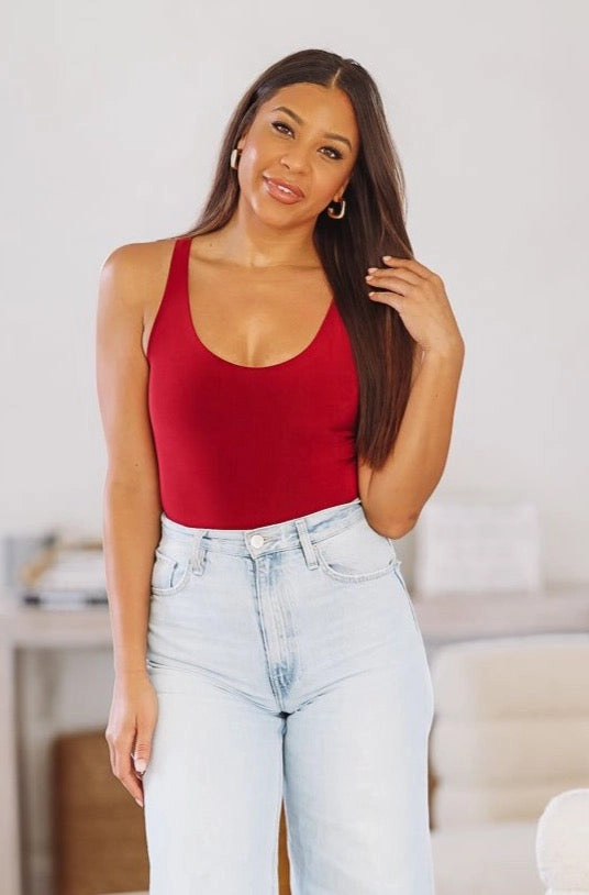 Snatched Tank Bodysuit - Burgundy NonIrritatingEdges SeamlessSidePanels