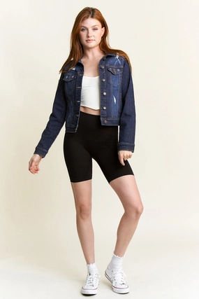 Destructed Regular Fit Denim Jacket Cozy Hood Detail