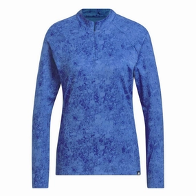 adidas - Women's Ultimate365 Tour Long Sleeve Printed 1/4 Zip Polo (HT1230) Microfiber Shell All Occasion
