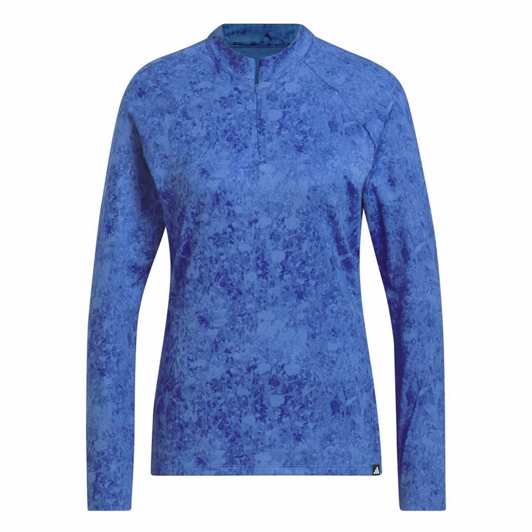 adidas - Women's Ultimate365 Tour Long Sleeve Printed 1/4 Zip Polo (HT1230) Microfiber Shell All Occasion
