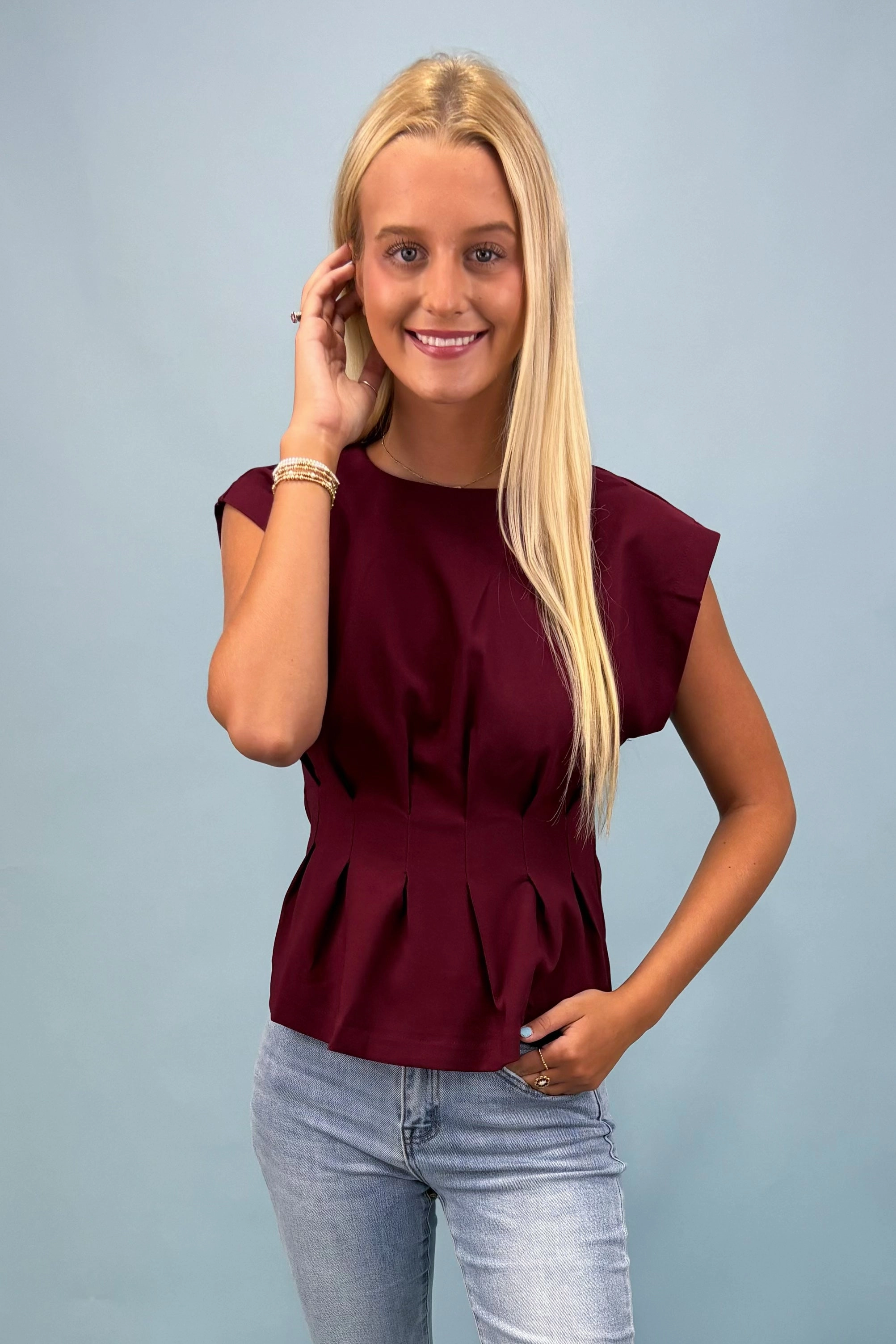 Multi Panel Construction Glitz & Glam Pleated Top *More Colors*