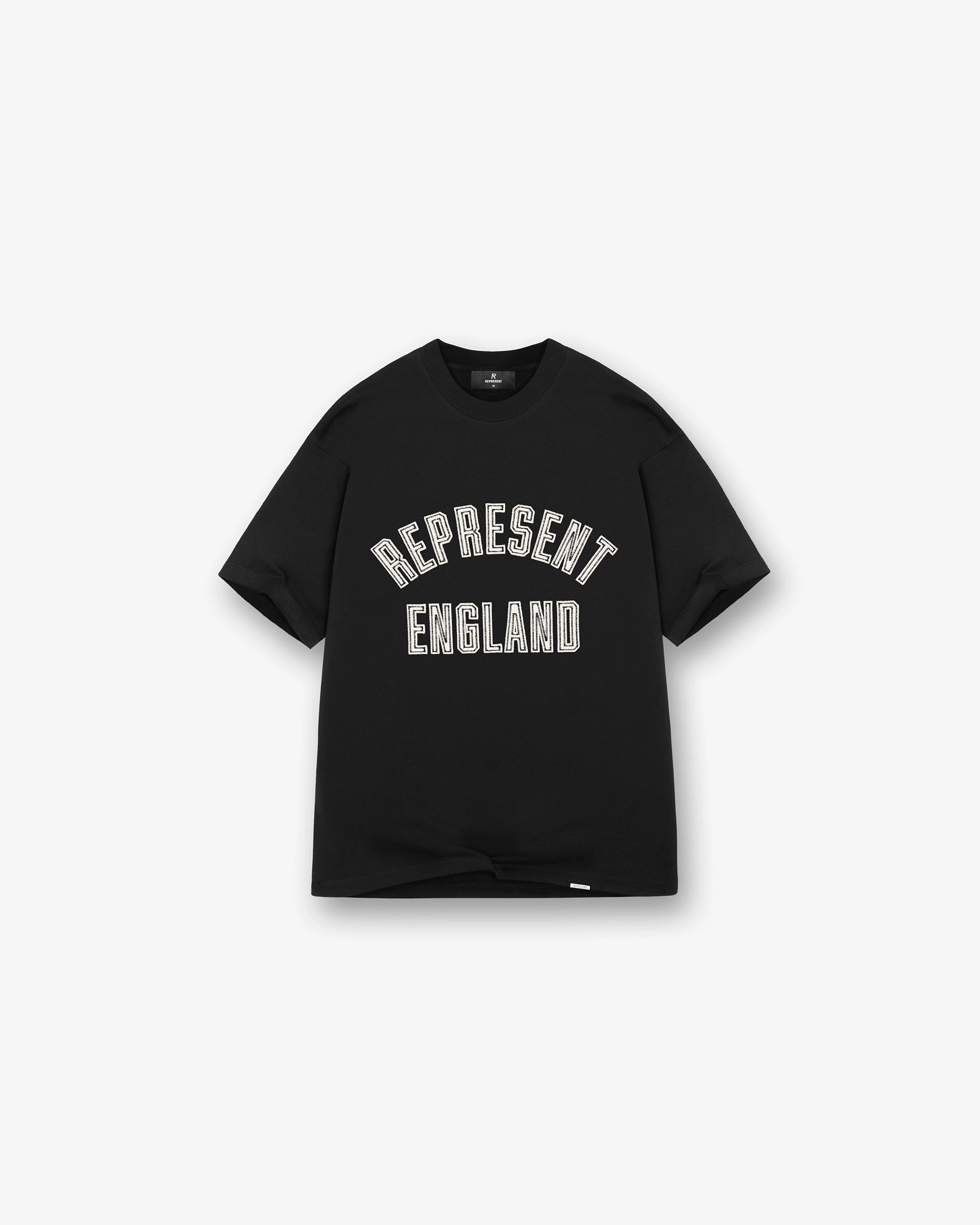 England Applique T-Shirt - Jet Black Stretchable Knit