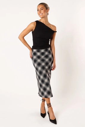 Ursula Plaid Skirt - Charcoal Eco Friendly Summer Picnic