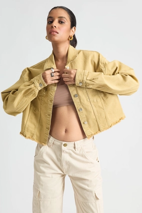 Versatile Styling Earthy Hem Denim Jacket