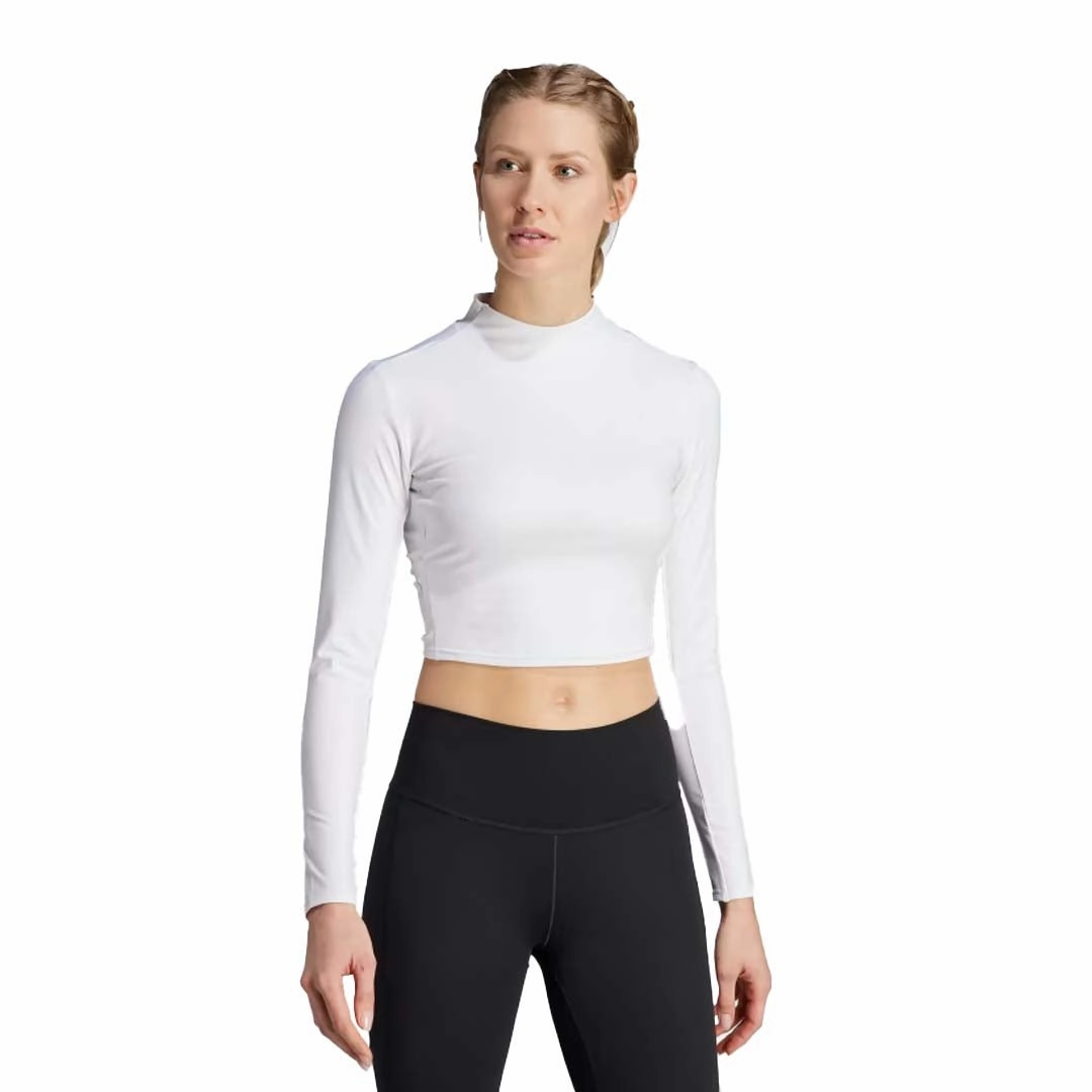 adidas - Women's Yoga Studio Long Sleeve T-Shirt (HY9239) Odor Resistant Minimal Aesthetic