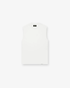 LightweightBlend Initial Boxy Tank - Flat White