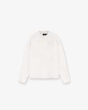 No-Shrink Fabric Waffle Long Sleeve T-Shirt - Flat White