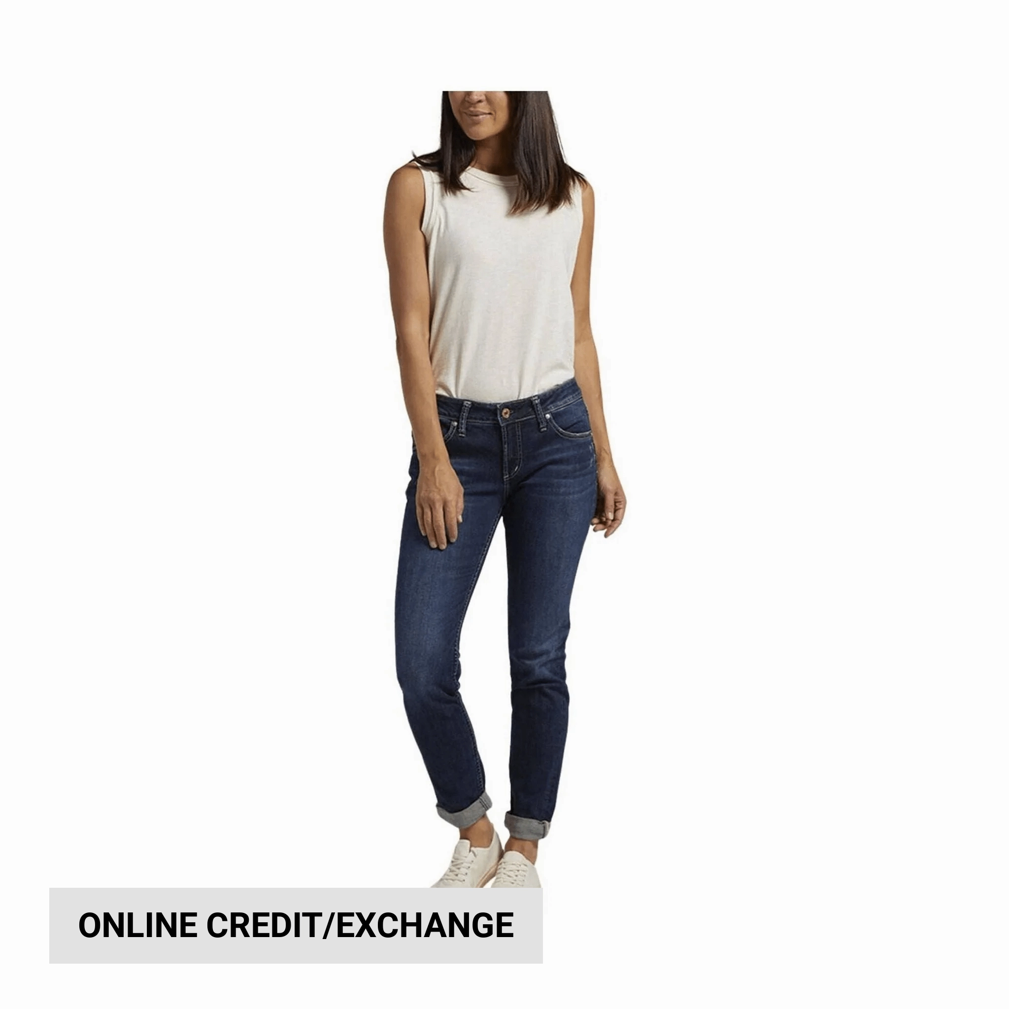 Silver Jeans Women's Boyfriend Mid Rise Slim Leg Jeans - Indigo Wardrobe Fit Spring Mood Smooth Work Meeting