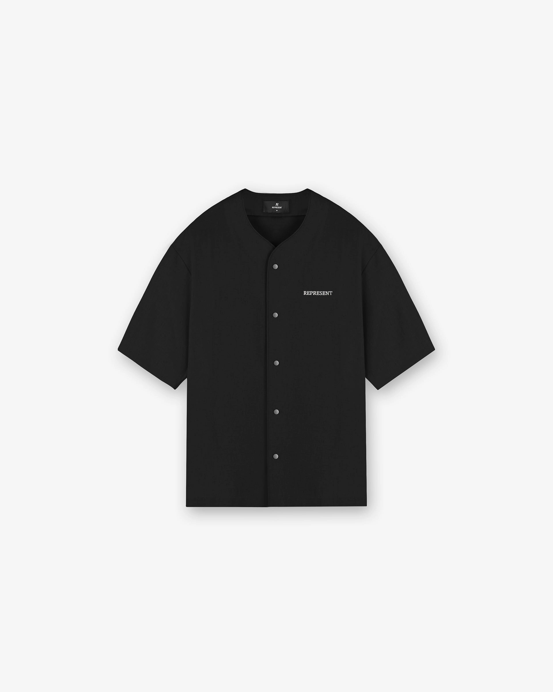 Baseball Shirt - Black Zip Front Workwear Casual