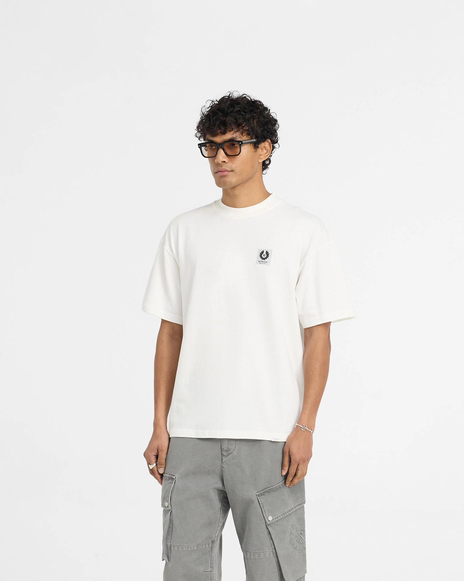 Represent X Belstaff Patch T-Shirt - Flat White Light Casual Wear Active Layering