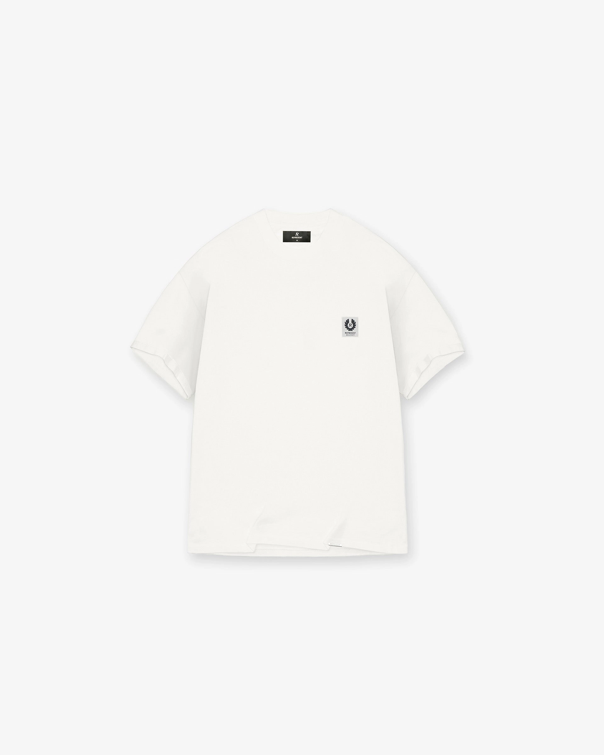 Represent X Belstaff Patch T-Shirt - Flat White Non Restrictive Fit Comfy Look Wear