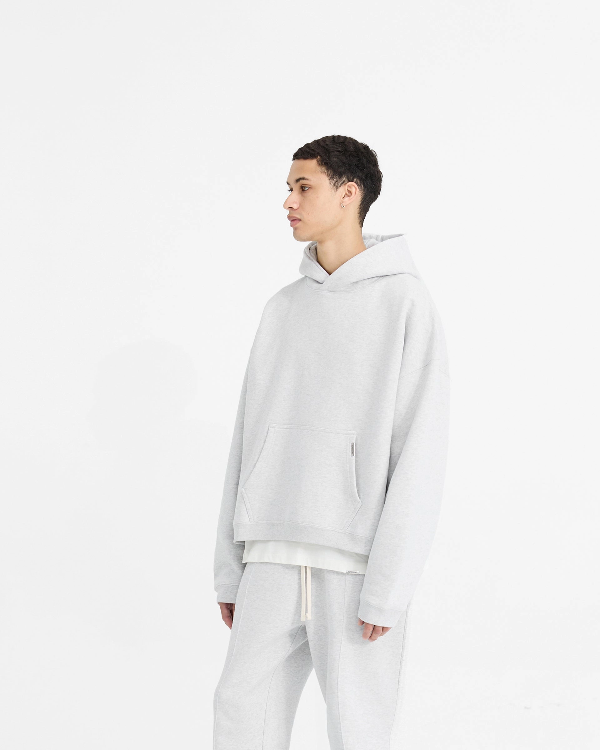Initial Boxy Hoodie - Ice Grey Marl colorful Stylish Detail
