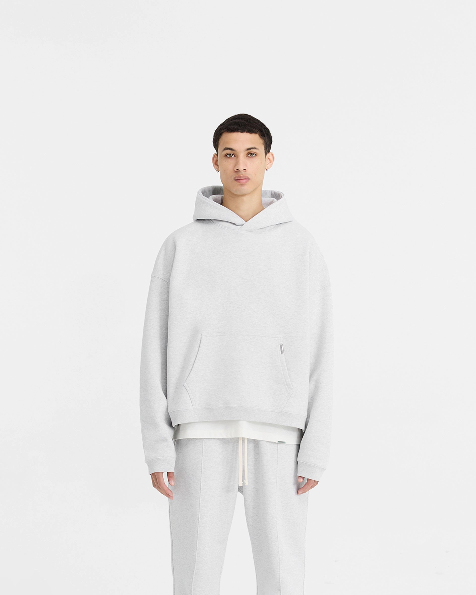 Initial Boxy Hoodie - Ice Grey Marl Hiking Appropriate