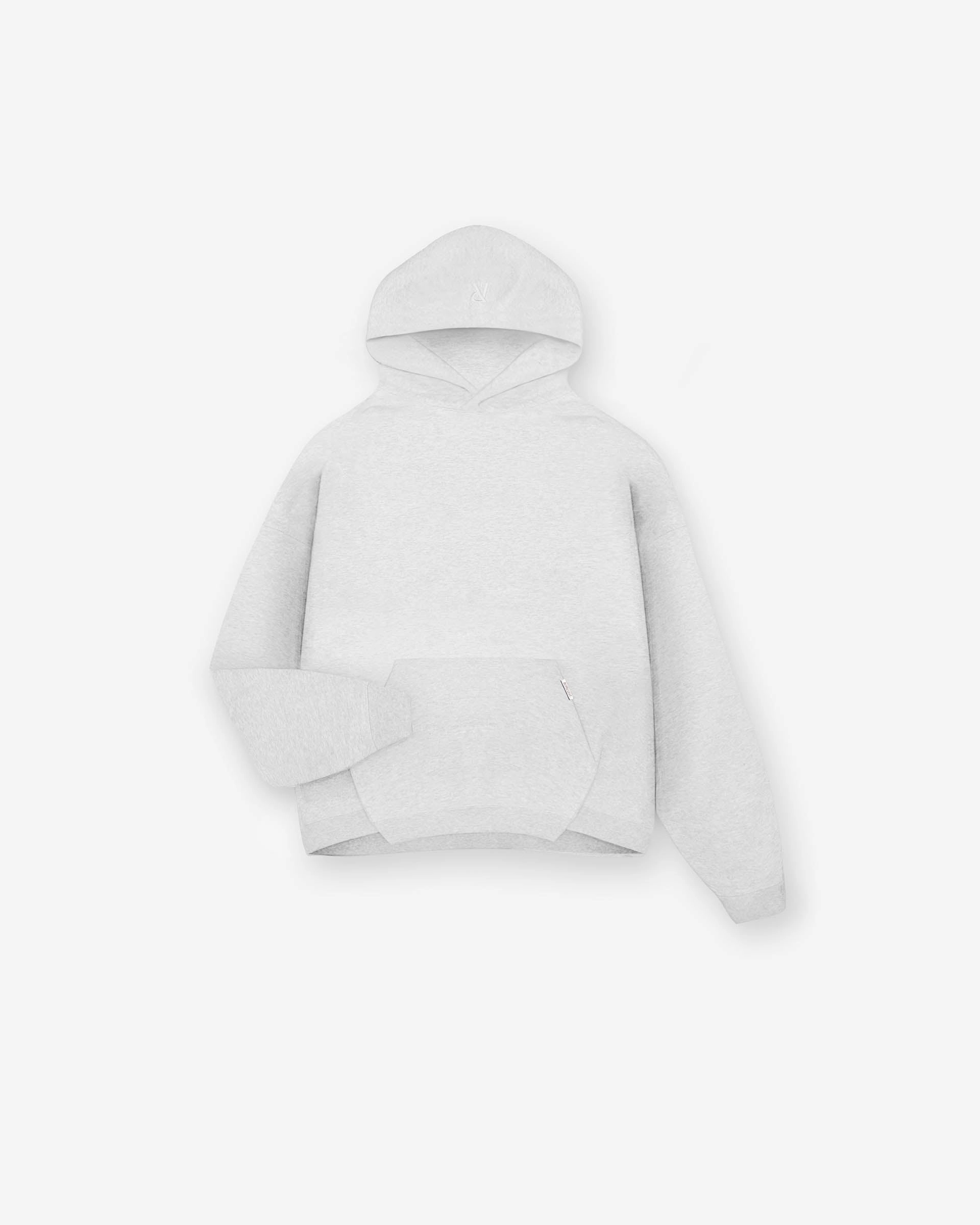 Initial Boxy Hoodie - Ice Grey Marl Garment Washed Finish