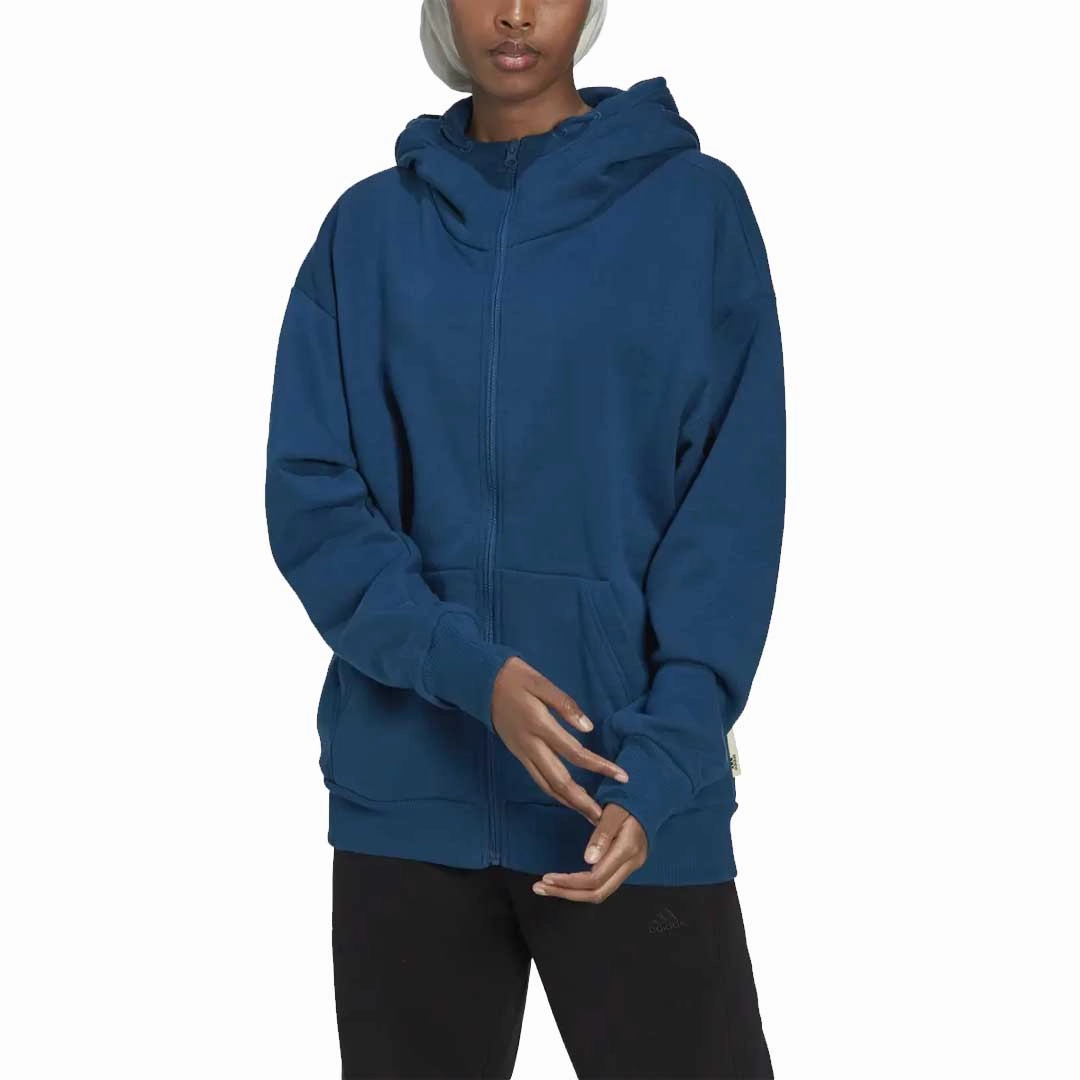 Sport Inspired Style Reinforced Seam Construction adidas - Women's Studio Lounge Fleece Full-Zip Hoodie (HN0687)