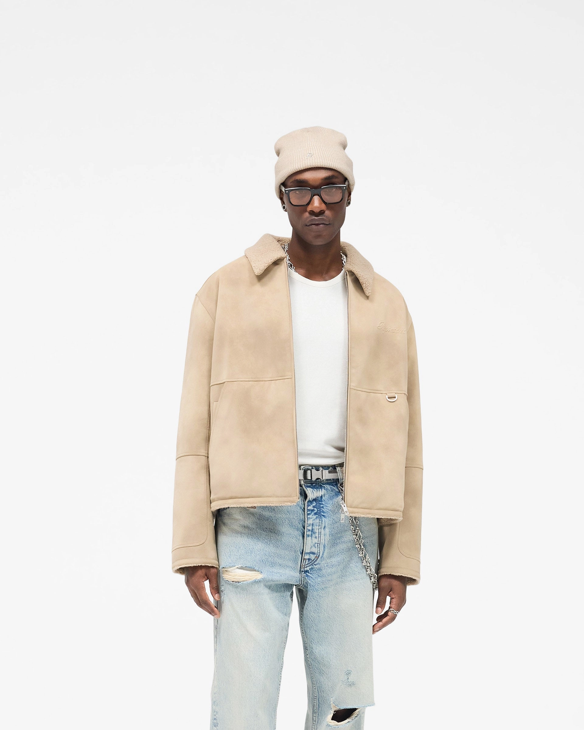 Faux Shearling Jacket - Cafe All weather Lightweight Lining