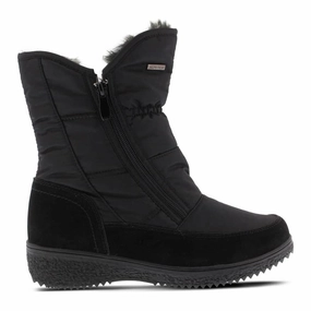 Spring Step Women's Ernestina Waterproof Black Fabric Zip Up Vintage Vibe