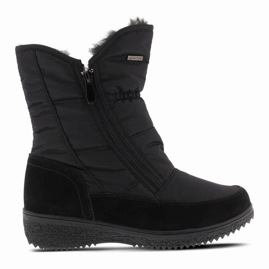 Spring Step Women's Ernestina Waterproof Black Fabric Zip Up Vintage Vibe