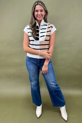 First Class Zip Up Sweater Vest Reinforced Neckline Detail MinimalistCut