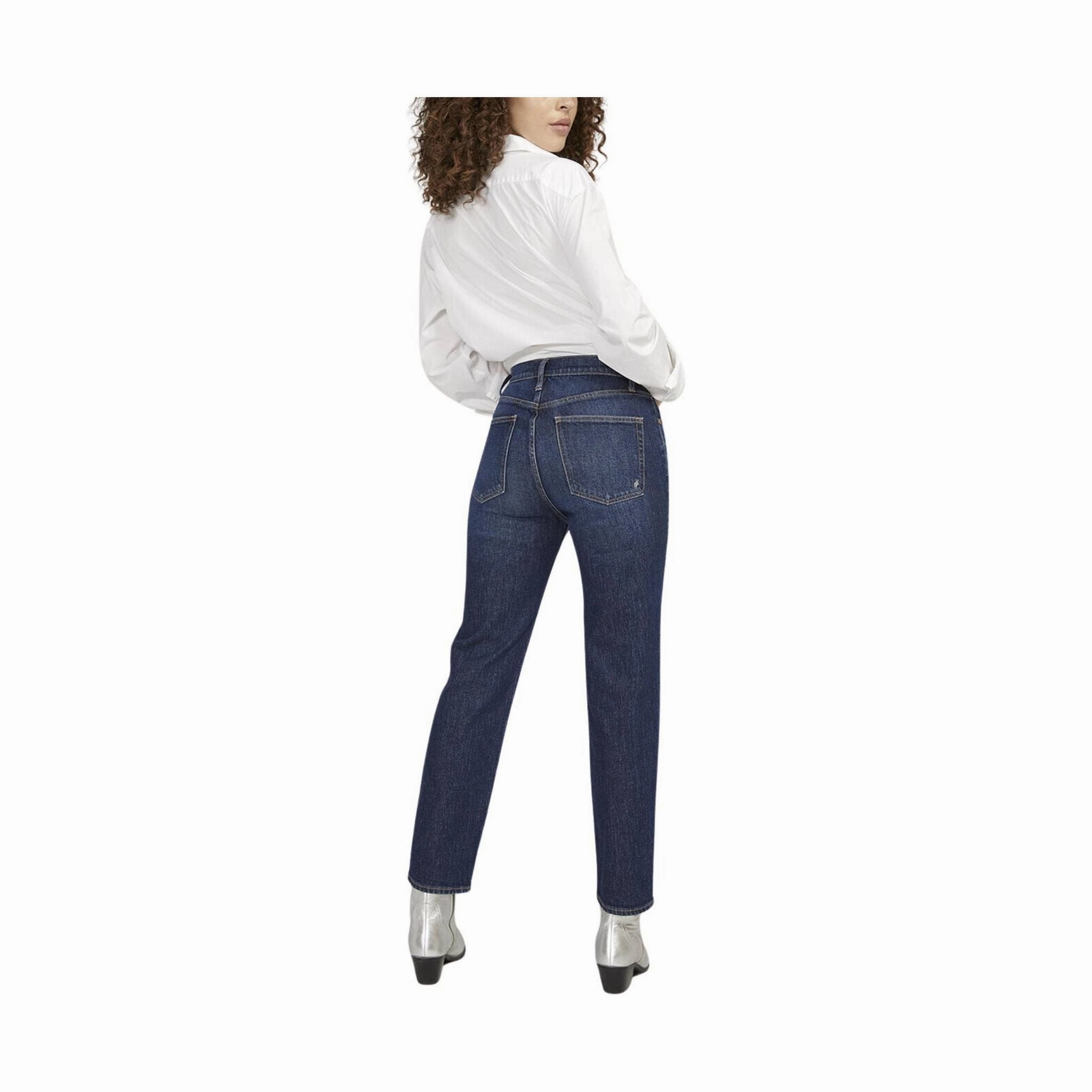 Silver Jeans Women's Highly Desirable High Rise Slim Straight Leg Jeans - Indigo Couple Look Elegant Summer Vibes Sunny Vibes Vibrant Relaxed Style