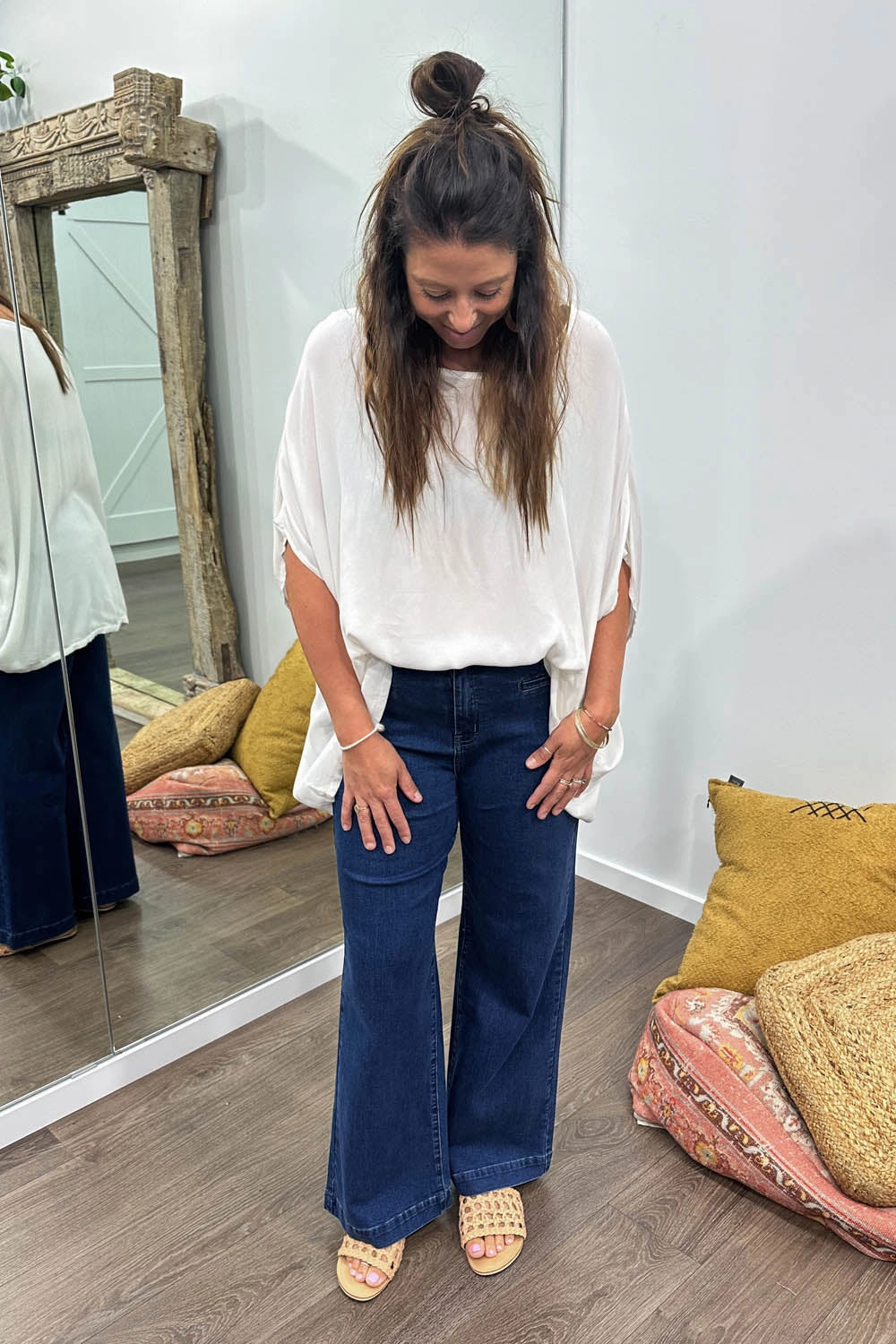 Timeless Fit Laser Cut Edges Daisy Jeans