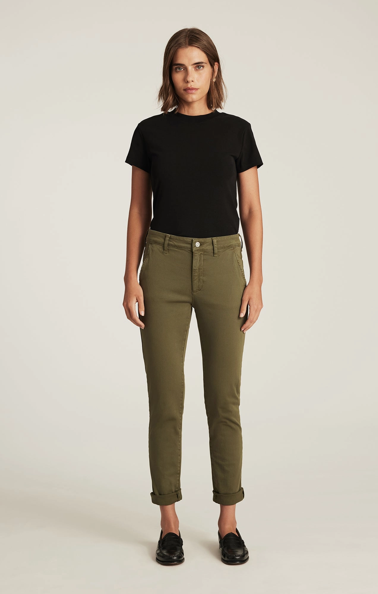 Chill Wear KATHLEEN SLIM BOYFRIEND IN DARK OLIVE CASUAL TWILL