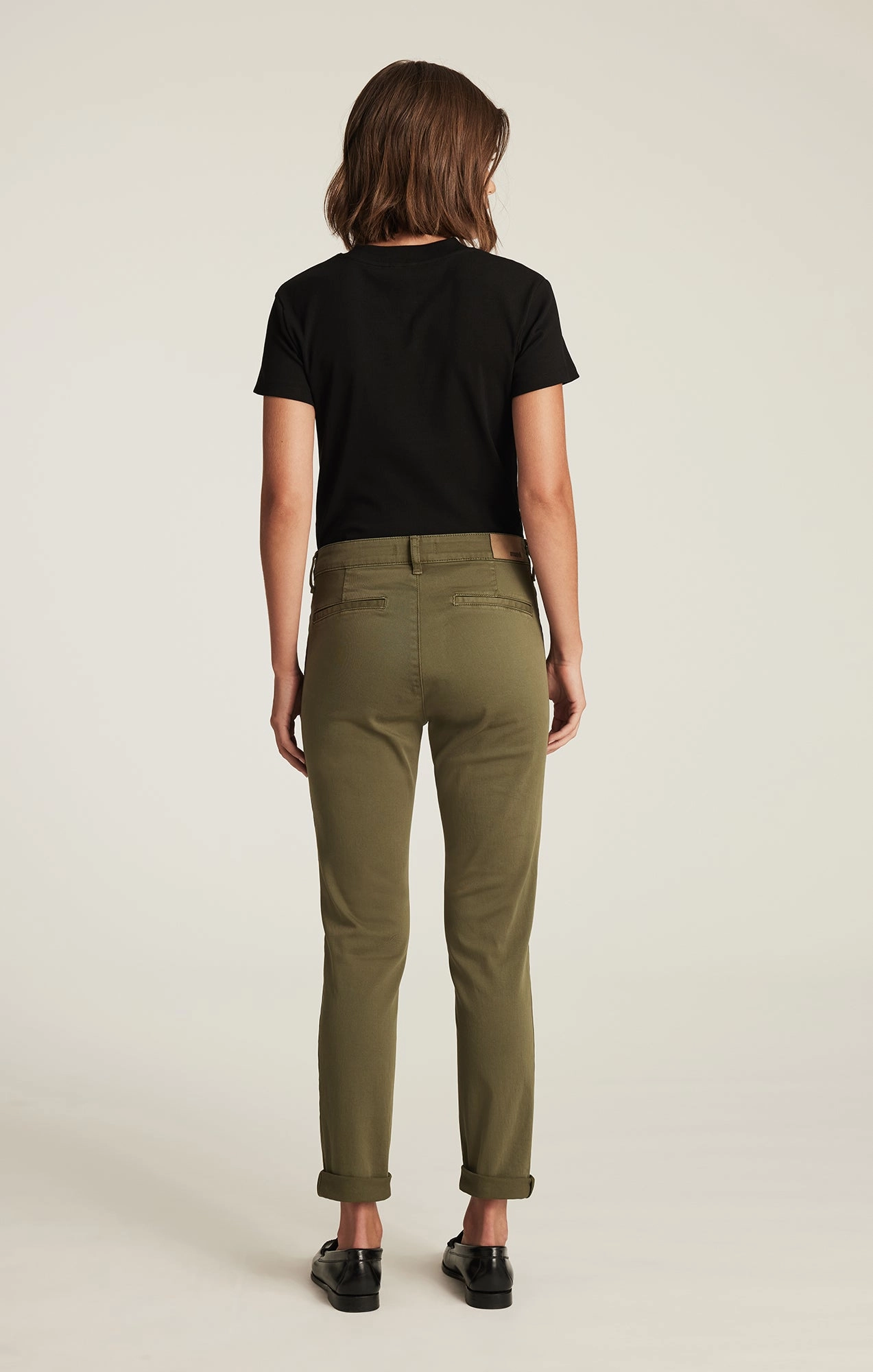 KATHLEEN SLIM BOYFRIEND IN DARK OLIVE CASUAL TWILL Layered Panel Design