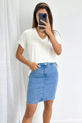 Tess Denim Skirt - Light Denim Effortless Layer
