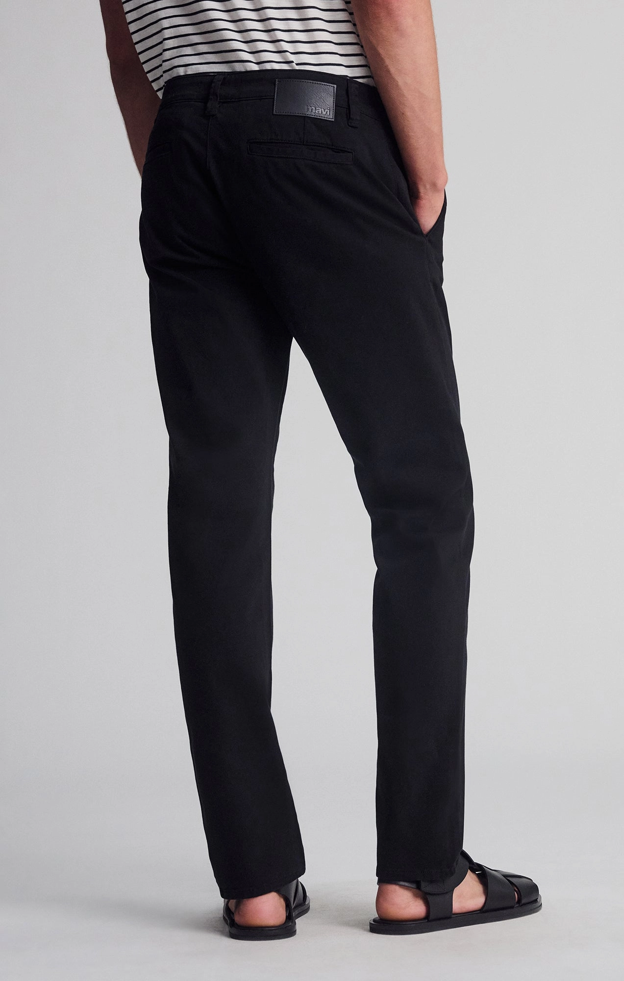 MILTON SLIM STRAIGHT CHINO IN BLACK CASUAL TWILL ElasticCuffs Sport Fit