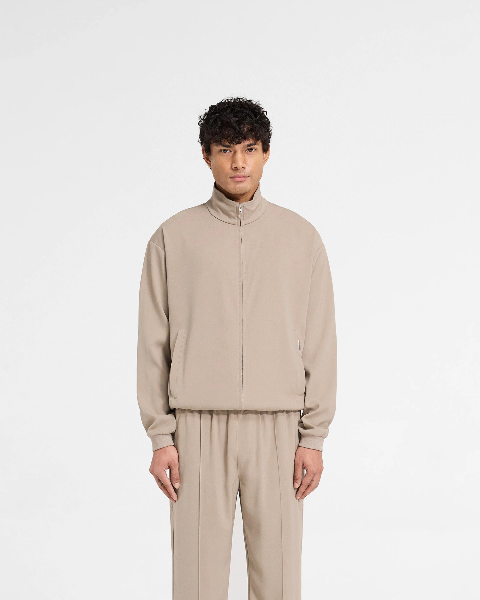 Fit For Daily Waterproof Stitch Details Initial Track Jacket - Dune