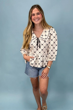 AllDayComfortFit Flirty Chic Bow Peplum Top