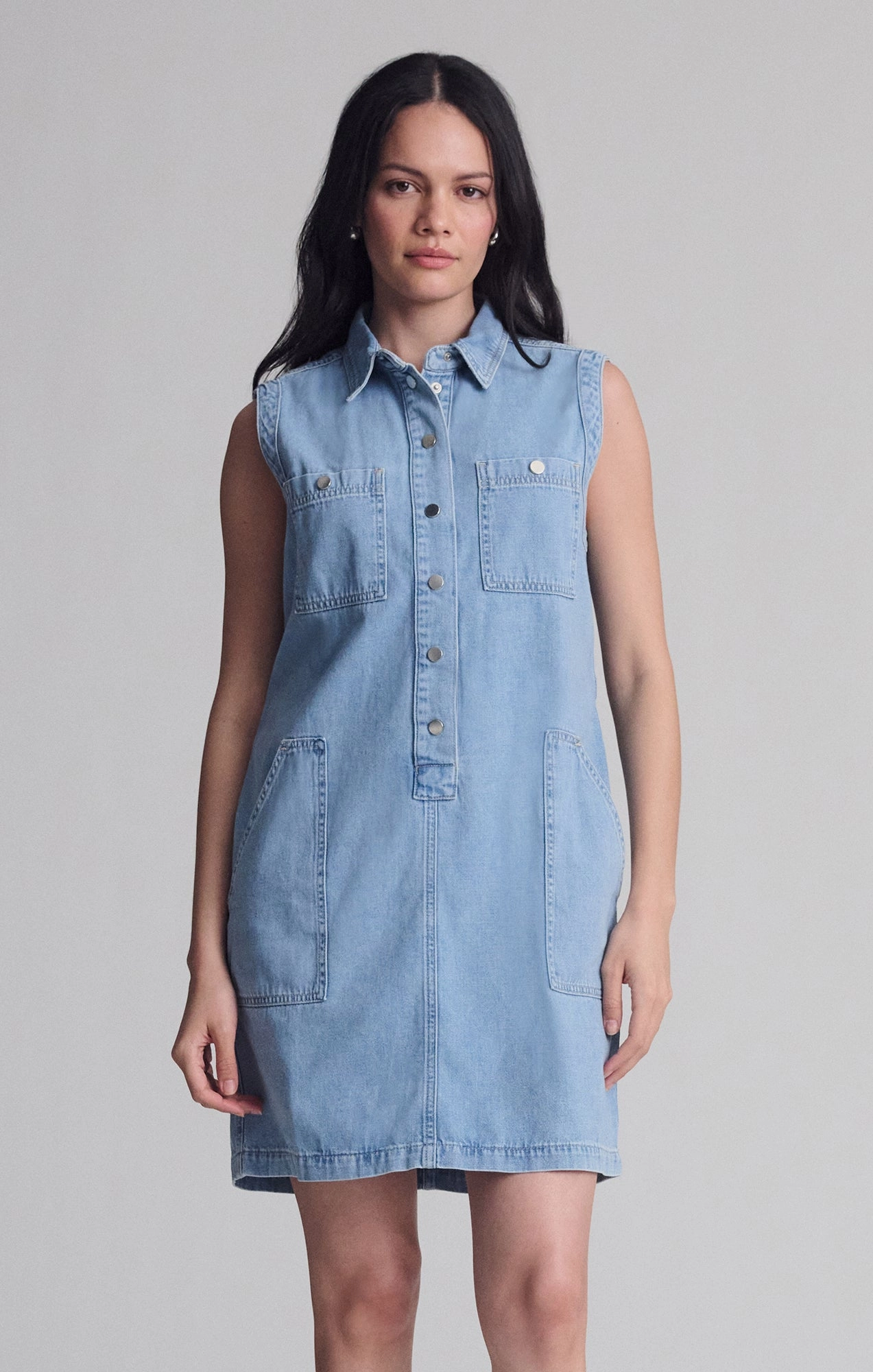 SIMLA POCKET DRESS IN LIGHT BLUE GOLD City Walk Smart Casual