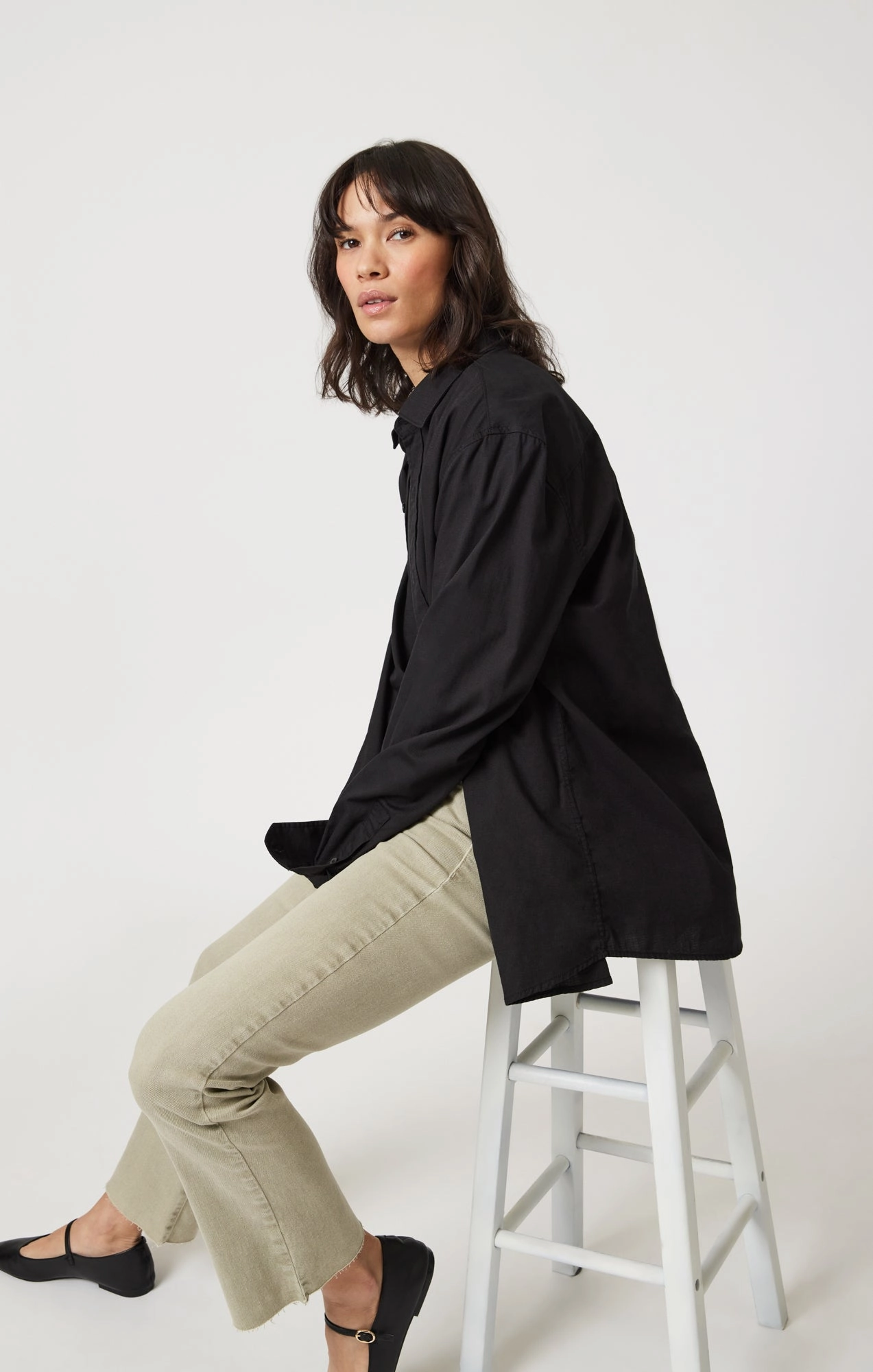 ANIKA CROPPED FLARE IN GREEN FLEX BLUE Casual Staple