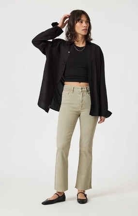 ANIKA CROPPED FLARE IN GREEN FLEX BLUE Non Fading Technology