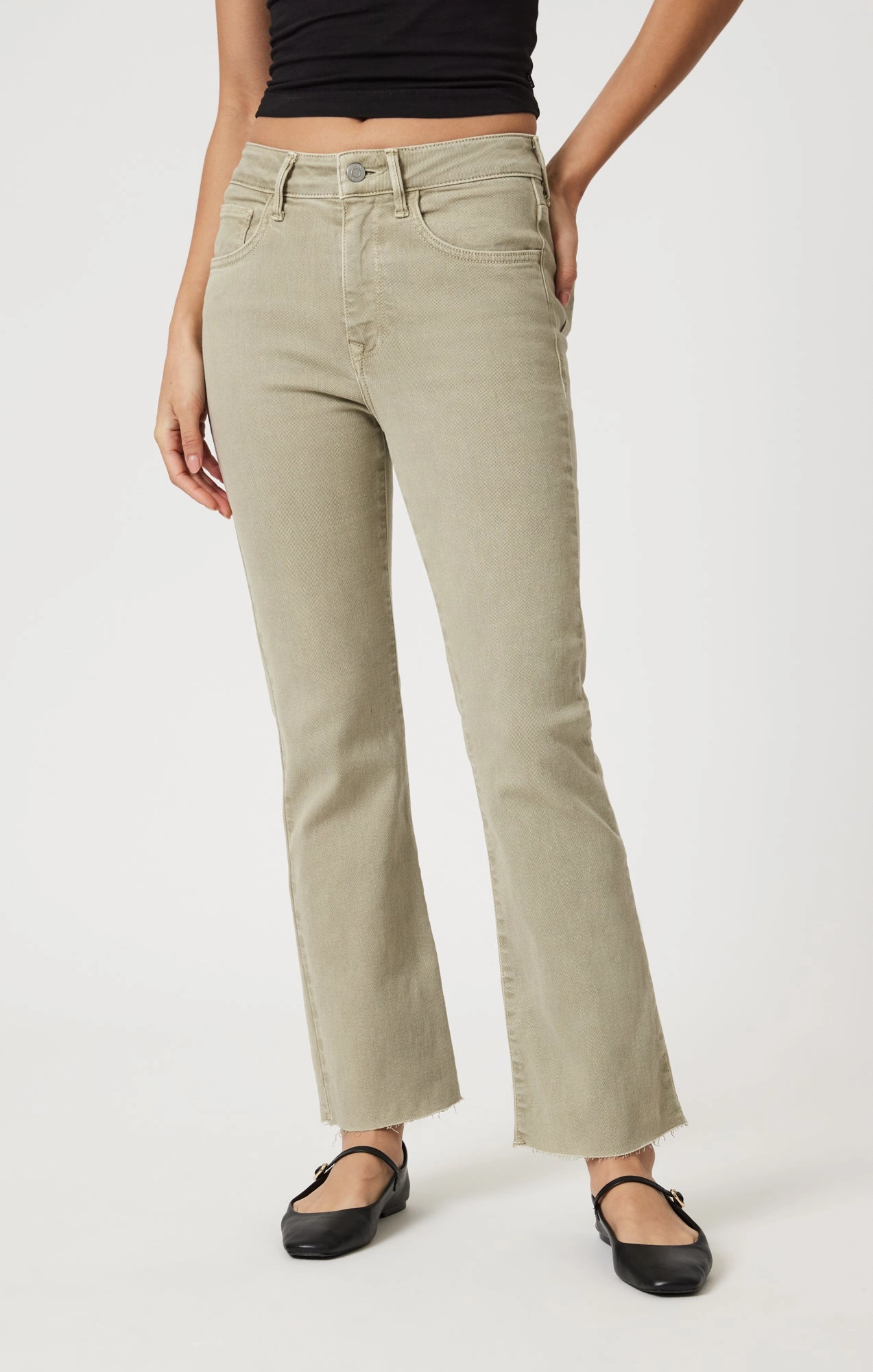 Soft Stretch ANIKA CROPPED FLARE IN GREEN FLEX BLUE