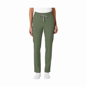 Wink Women's High Waist Slim Leg Scrub Pant - Olive Laser cut