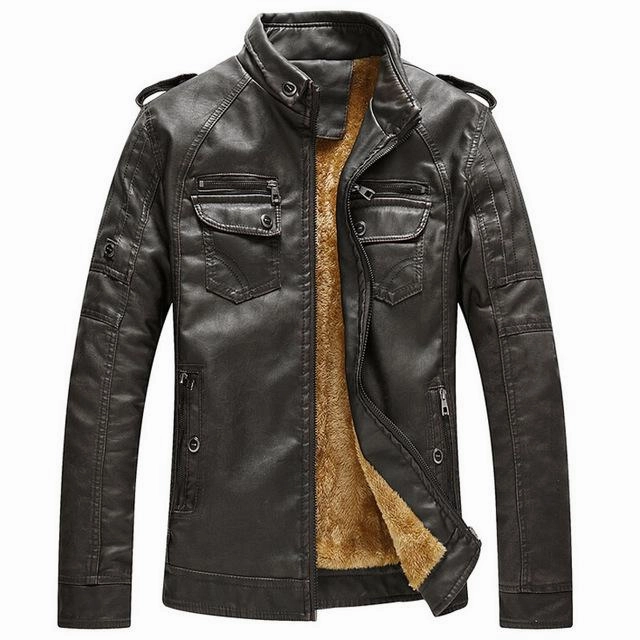 RubberizedButtonClosures Stylish Outer Layer West Louis? Thicken Washed Leather Windbreaker Jacket