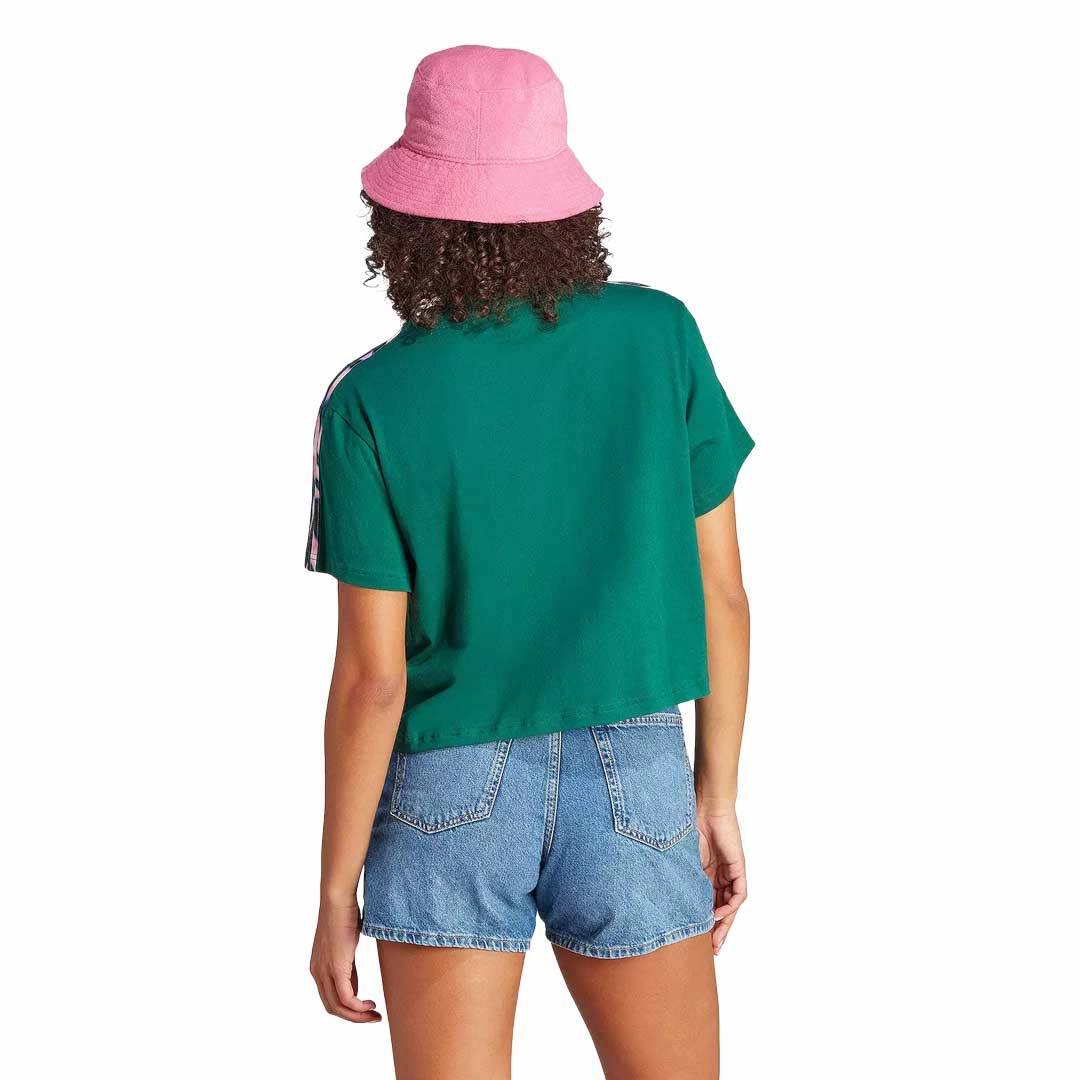 adidas - Women's Vibrant Print 3-Stripes Cotton Crop T-Shirt (IL5869) Modular Layering UV Protection Finish